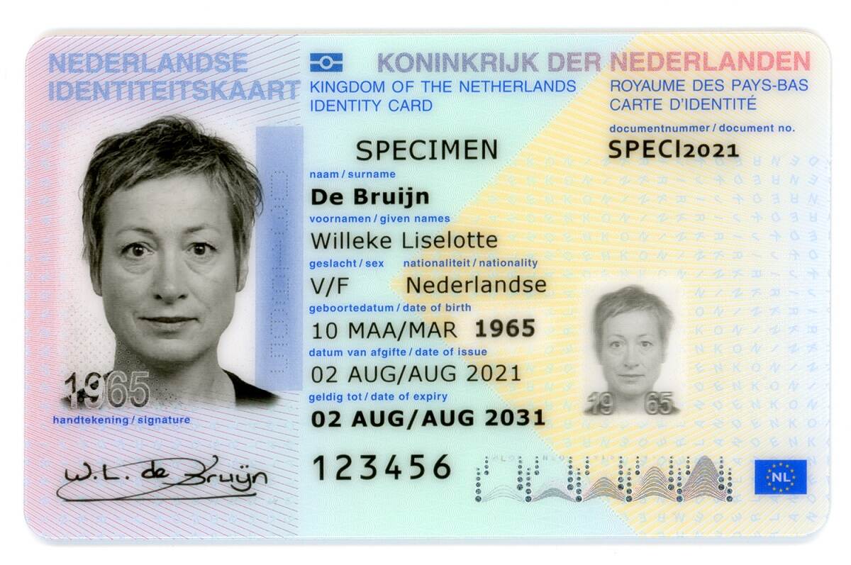 Voorbeeld van een Nederlandse Identiteitskaart