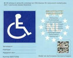 Voorbeeld van blauwe gehandicaptenparkeerkaart
